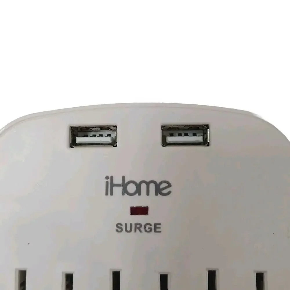 iHome 3 Outlet Smart Surge Protector IVORY 3 Prong Ivory Office Home Work Works!